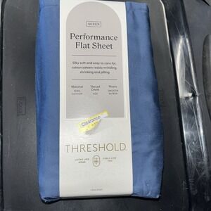 Queen‎ 400 Thread Count Performance Flat Sheet Metallic Blue - Threshold: Cotton
